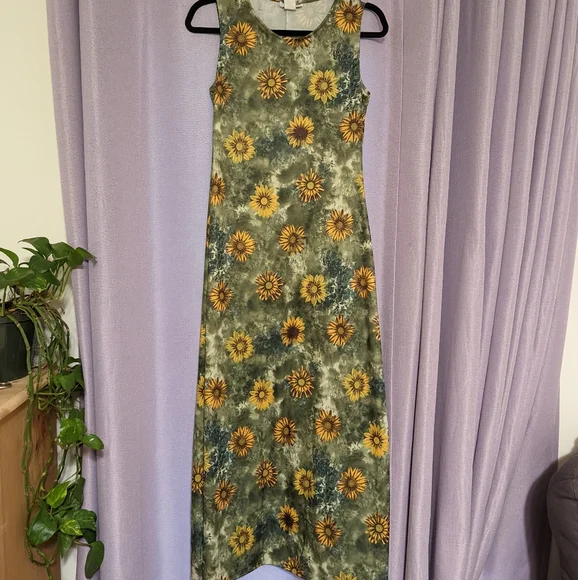 Renee Lauren | Dresses | Vintage Green Tie Dye Sunflower Maxi Dress Grunge  Festival Hippie | Poshmark